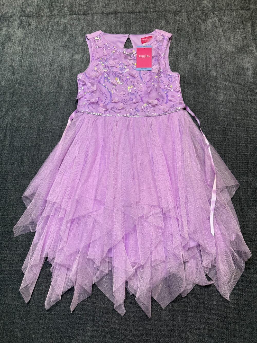 NWT Zunie Occasion Dress Girls Small (6/6X) Purple Sequin-Embellished Sleeveless